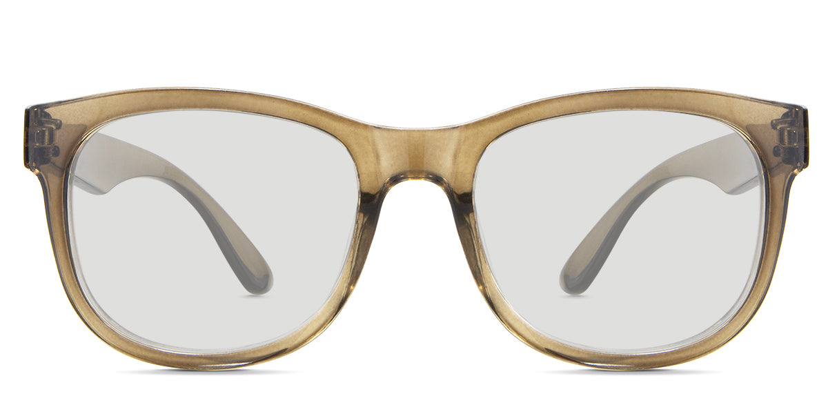 Devon black tinted Standard Solid in the Khaki variant - it's a square frame with a U-shaped nose bridge and a broad temple.