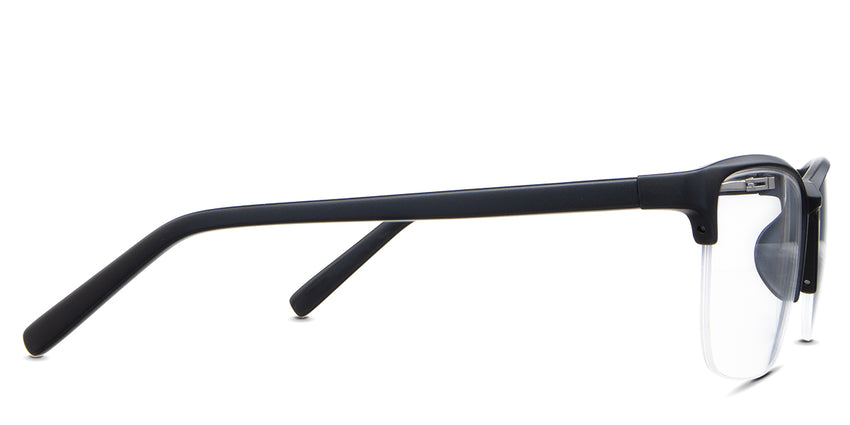 Dillon Eyeglasses in the space variant - have a regular broad temple arm 140mm long.