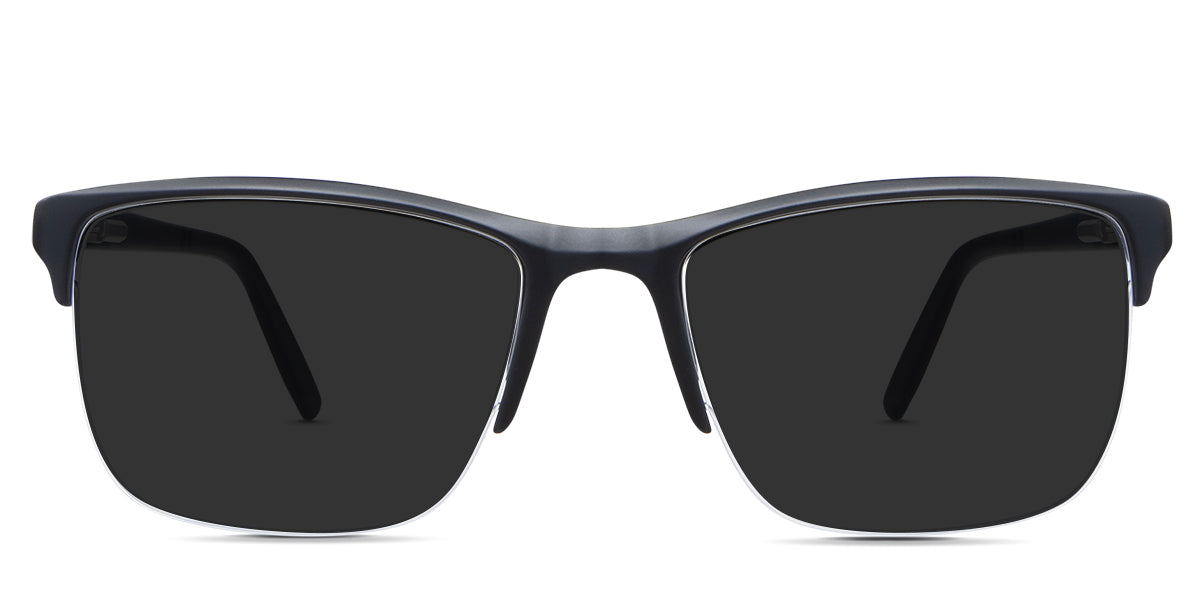 Dillon Gray Polarized in the space variant - it's a half-rimmed acetate rectangular frame with a built-in nose pad.