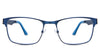 Dion Eyeglasses in the neptune variant - it's a full-rimmed metal frame in color blue.