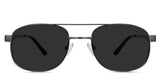 Dixon Gray Polarized in the Ebony variant - it's a thin, full-rimmed metal frame with an extended end piece and hockey-shaped temple tips.