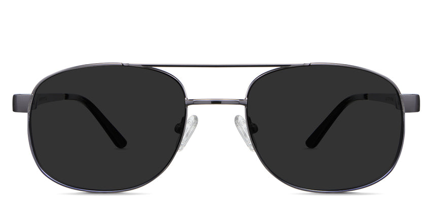Dixon Black Sunglasses Standard  Solid in the Ebony variant - it's a thin, full-rimmed metal frame with an extended end piece and hockey-shaped temple tips.