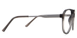 Ebon Eyeglasses in glaucous variant - have metal temple arms with rounded acetate tips