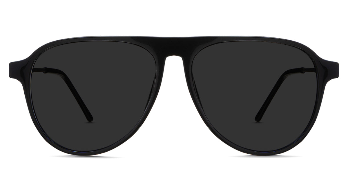 Ebon black tinted Standard Solid sunglasses in Glaucous variant - it's a clear acetate frame in grey color and have a built-in nose pads with 15mm nose bridge 