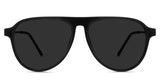 Ebon Gray Polarized in Midnight variant - it's a black full rimmed frame and it's an aviator shaped frame with a high nose bridge.