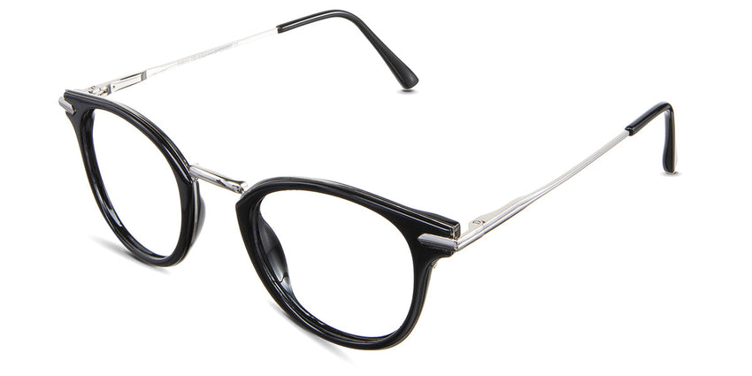Eden eyeglasses in the geese variant - have a metal rim and acetate frame.