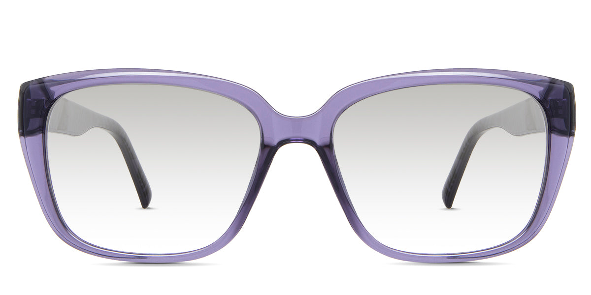 Elaina black Standard Solid in the alliums variant - is a medium to wide full-rimmed acetate frame with broad pattered temples.