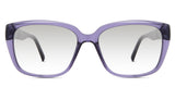 Elaina black Gradient in the alliums variant - is a medium to wide full-rimmed acetate frame with broad pattered temples.