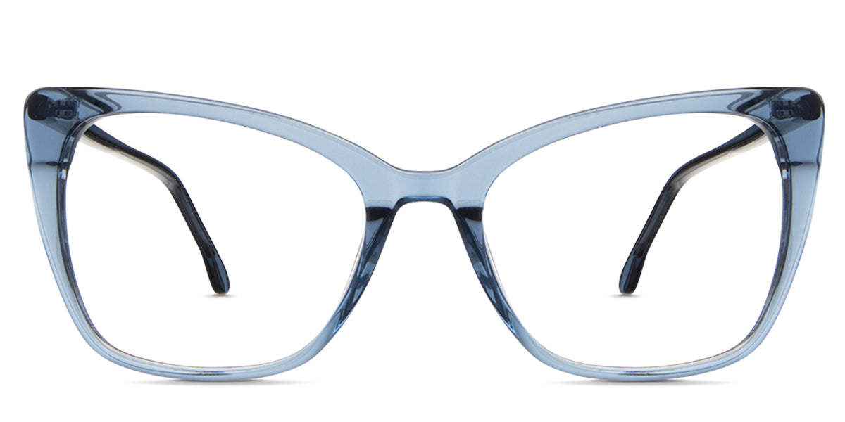 Elara eyeglasses in the prussian variant - is a full-rimmed frame in a cat-eye shape.