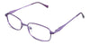 Elie Eyeglasses in the eggplant - have a flat nose bridge and a silicon adjustable nose pad.