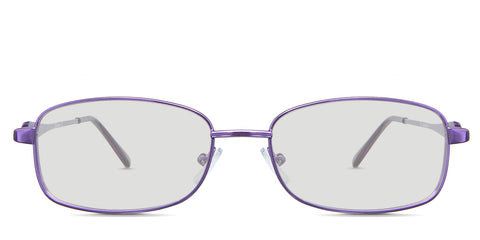 Elie black tinted Standard Solid sunglasses in the Eggplant - are metal frames in purple and have a flat nose bridge and a silicon adjustable nose pad.