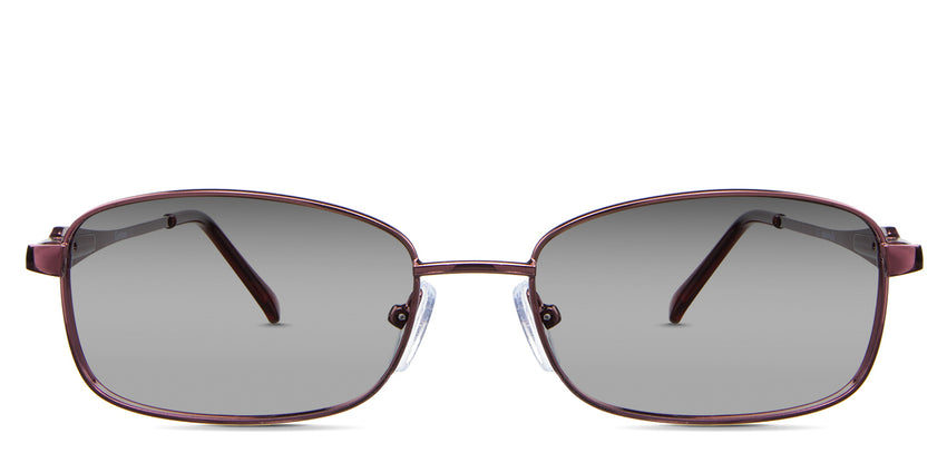 Elie black tinted Gradient in the Burgundy variant - it's a thin, rectangular, oval-shaped metal frame with silicone adjustable nose pads.
