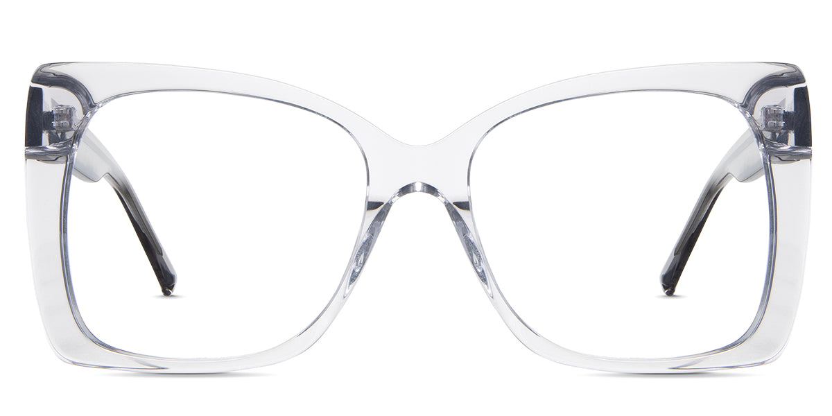 Ella eyeglasses in the harbor variant - it's an oversized frame in a square shape.