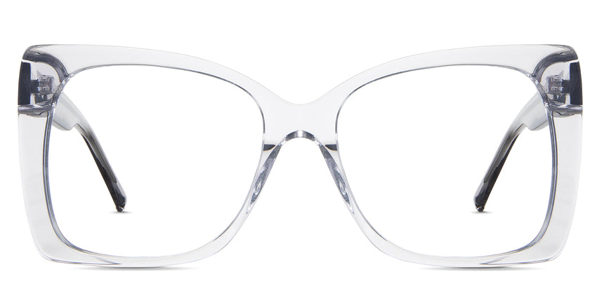Ella eyeglasses in the  harbor variant - it's an oversized frame in a square shape.