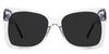 Ella black tinted Standard Solid sunglasses in the  Harbor variant - is a transparent square oversized frame with a broad temple arm.