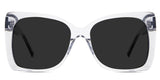 Ella black tinted Standard Solid sunglasses in the  Harbor variant - is a transparent square oversized frame with a broad temple arm.