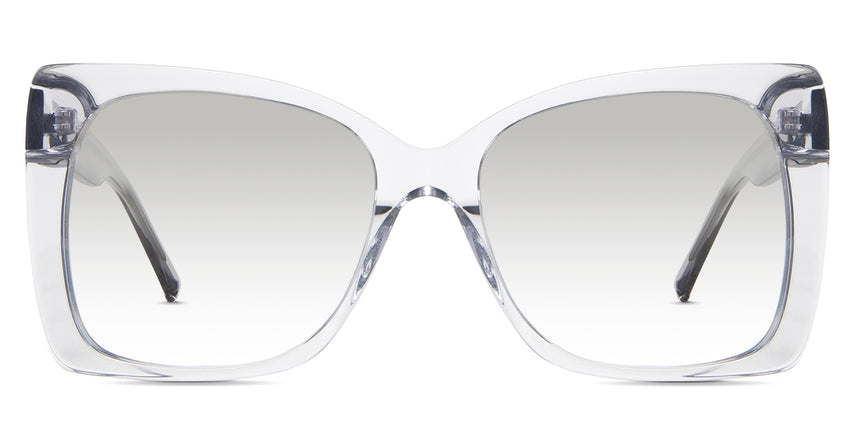 Ella black tinted Gradient  glasses in the  Harbor variant - is a transparent square oversized frame with a broad temple arm.