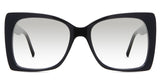 Ella black tinted Gradient  glasses in the Licorice variant - is an acetate frame with an 18mm width nose bridge and a decorative metal connecting the hinge to the arm.