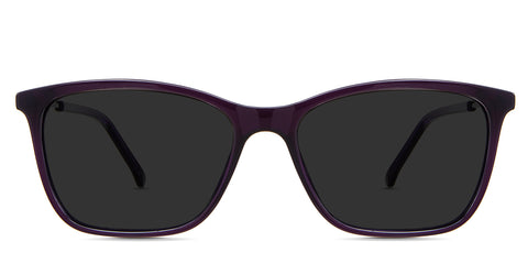 Elle black tinted Standard Solid sunglasses in the amethyst variant - it's a rectangular frame with an acetate rim and a metal temple.