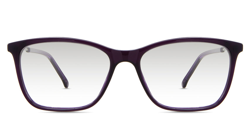 Elle black tinted Gradient glasses in the amethyst variant - it's a rectangular frame with an acetate rim and a metal temple.