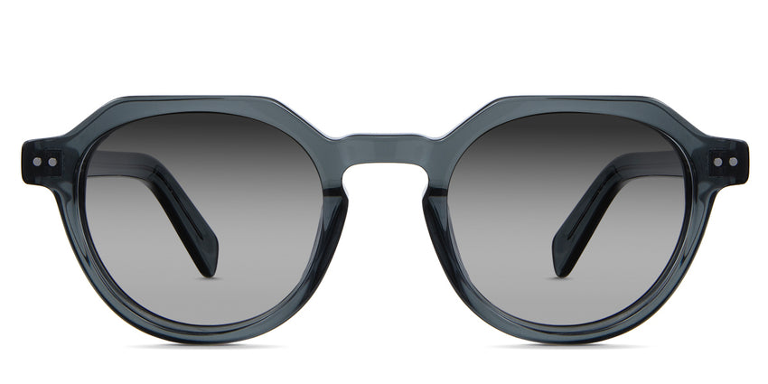 Ellis black tinted Gradient sunglasses in granite variant - is an acetate frame with extended end piece. It has a keyhole shaped nose bridge and the temple arms are 145mm length with visible wire core