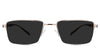 Elm black tinted Standard Solid sunglasses in camelus variant - it's a half-rimmed frame with a wide viewing lens and a slim arm and 145mm length.