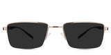 Elm black tinted Standard Solid sunglasses in camelus variant - it's a half-rimmed frame with a wide viewing lens and a slim arm and 145mm length.