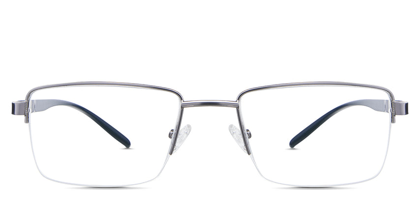 Elm Eyeglasses in the timberwolf variant - it has a gunmetal rim and extended endpiece.
