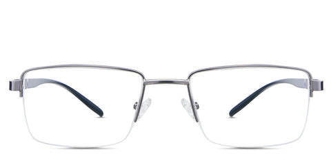 Elm Eyeglasses in the timberwolf variant - it has a gunmetal rim and extended endpiece.