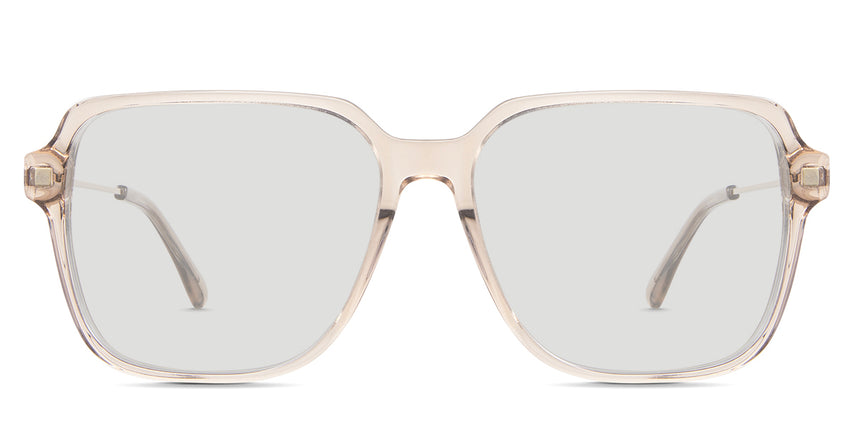 Elma black tinted Standard Solid sunglasses in noisette variant - it's a square transparent frame with an acetate rim and metal temple arm.