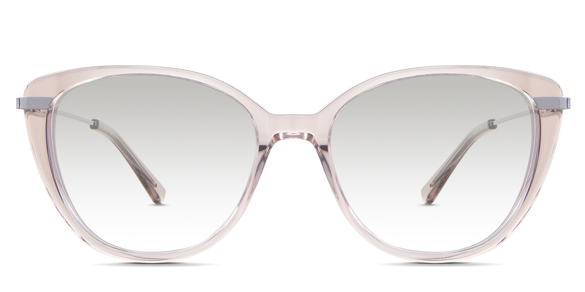 Elora black tinted Gradient sunglasses in morganite variant - is a combination of round and cat eye frame shapes.