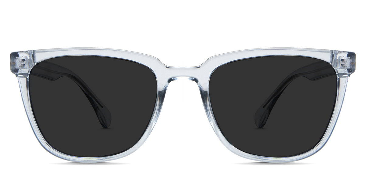 Emery Gray Polarized in the Allium variant - are square frames with a U-shaped nose bridge and built-in nose pads with a medium-wide temple arm.