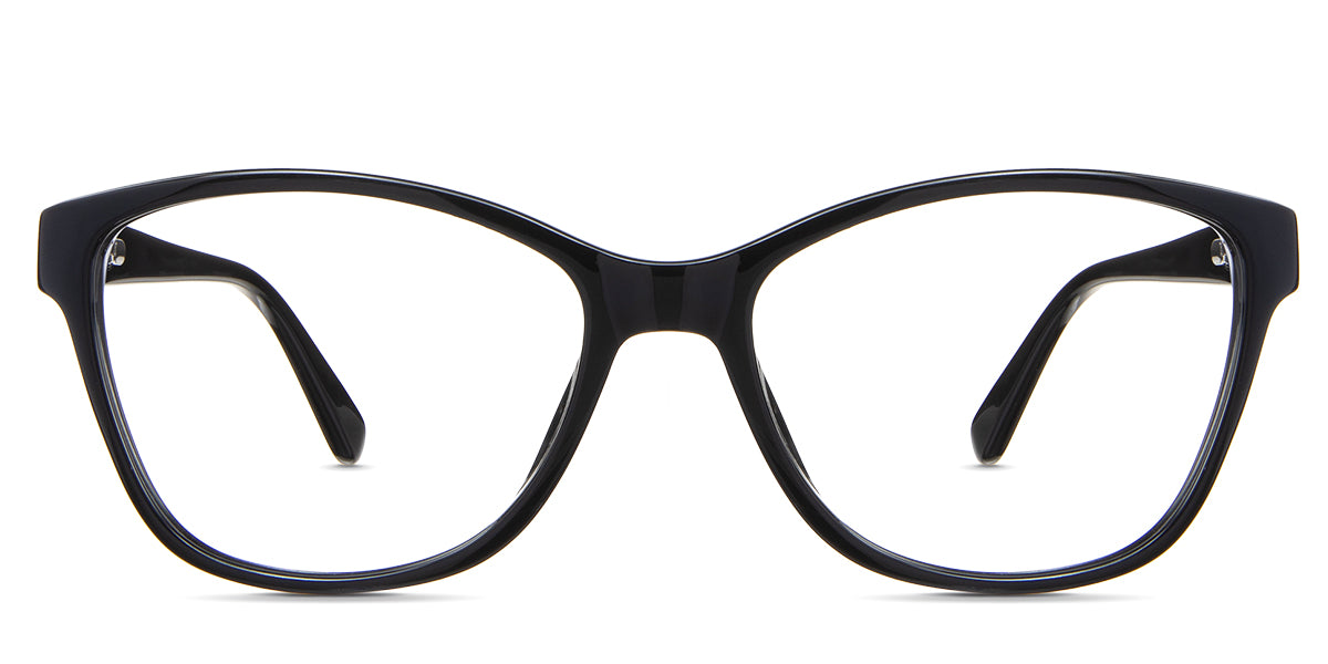 Erin eyeglasses in the midnight variant - is a rectangular frame in black.