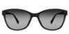 Erin black tinted Gradient sunglasses in the Midnight variant - is a rectangular frame with a narrow-width nose bridge and a regular thick and lengthy temple arm.