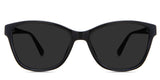 Erin black tinted Standard Solid sunglasses in the Midnight variant - is a rectangular frame with a narrow-width nose bridge and a regular thick and lengthy temple arm.