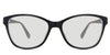Erin black tinted Standard Solid glasses in the Midnight variant - is a rectangular frame with a narrow-width nose bridge and a regular thick and lengthy temple arm.