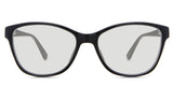 Erin black tinted Standard Solid glasses in the Midnight variant - is a rectangular frame with a narrow-width nose bridge and a regular thick and lengthy temple arm.