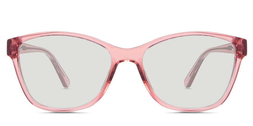 Erin black tinted Standard Solid glasses in the Watermelon variant - it's a transparent acetate frame with a U-shaped nose bridge and a visible wire core 145mm long.
