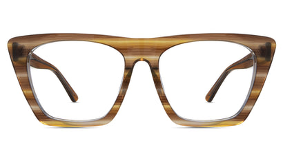 Eudora eyeglasses in ember variant - is a full-rimmed frame with a flat on the top and a broad end piece.