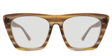 Eudora black tinted Solid glasses in ember variant - is a full-rimmed frame with a flat on the top and a broad end piece with a high nose bridge and built-in nose pad.