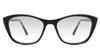 Evie black tinted Gradient glasses in the Asphalt variant - is a cat-eye frame with a U-shaped nose bridge and a slim temple arm.