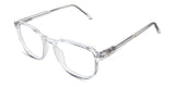 Finn Eyeglasses in the cloudsea variant - has a silver round metal emboss at the endpiece.