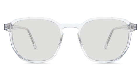 Finn black tinted Standard Solid glasses in the cloudsea variant - it's a geometric shape frame with a round metal emboss at the endpiece and a visible wire core.