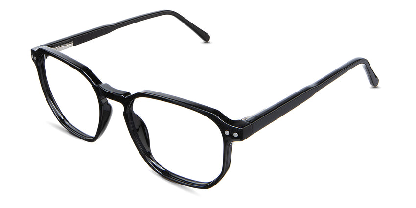Finn Eyeglasses in the midnight variant - it's a solid black square frame.