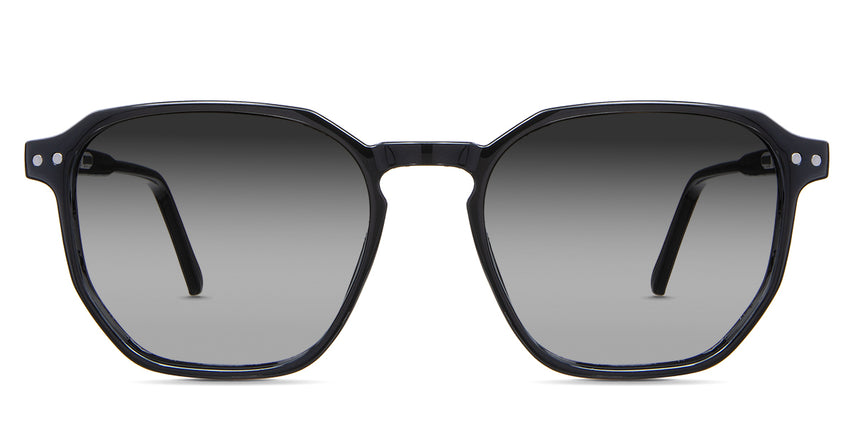Finn black tinted Gradient sunglasses in the midnight variant - is a full-rimmed acetate frame with geometric shape viewing lenses.