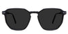 Finn black tinted Standard Solid sunglasses in the midnight variant - have a standard-width keyhole nose bridge and thin paddle-shaped temple tips.