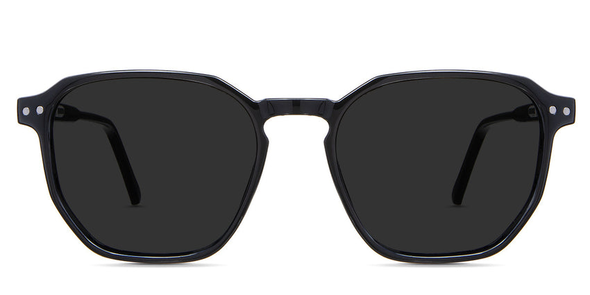 Finn Gray Polarized in the midnight variant - is a full-rimmed acetate frame with geometric shape viewing lenses.
