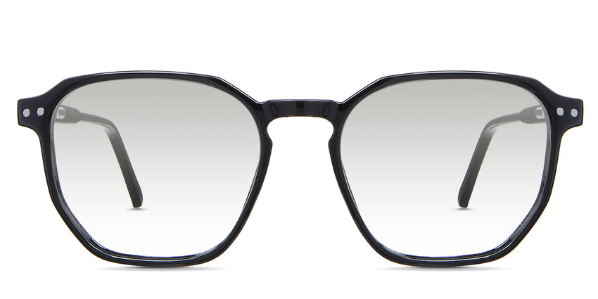 Finn black tinted Gradient glasses in the midnight variant - is a full-rimmed acetate frame with geometric shape viewing lenses.