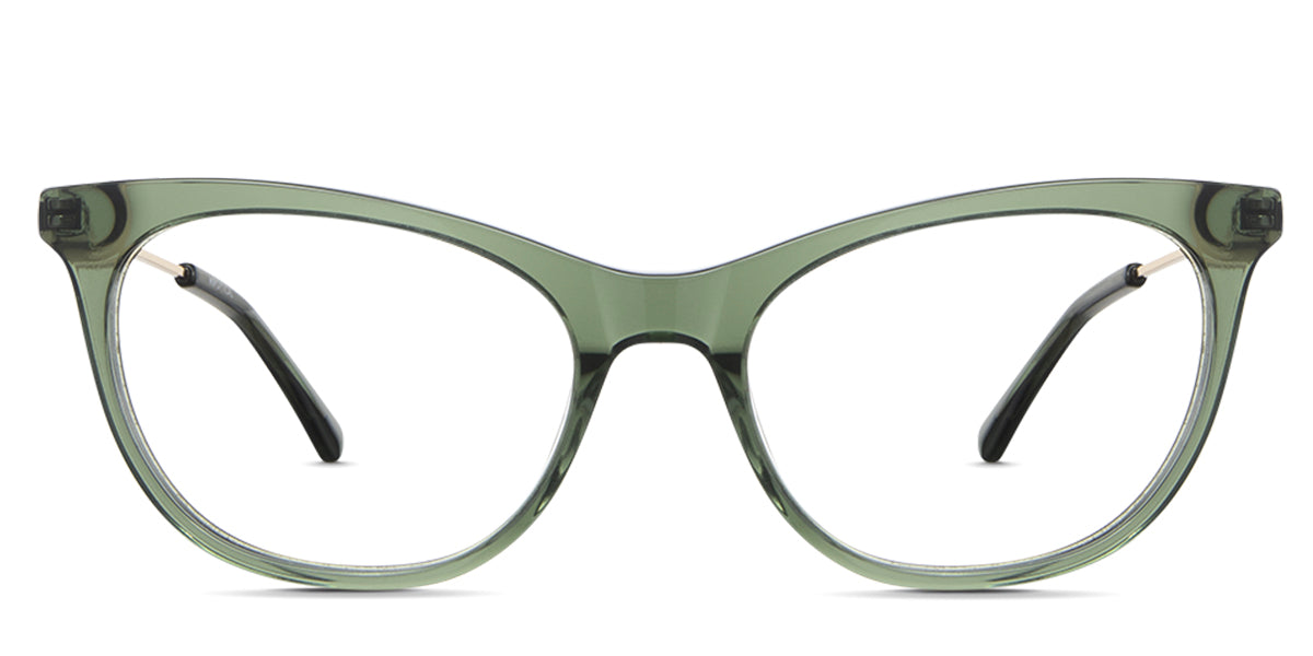 Gaia eyeglasses in the ivy variant - it's a transparent frame in the color green. Cat-Eye New Releases Latest