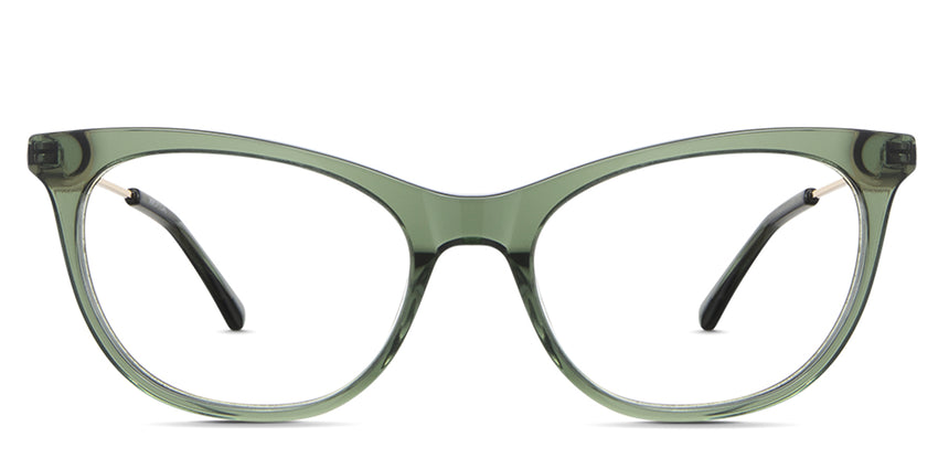 Gaia eyeglasses in the ivy variant - it's a transparent frame in the color green.